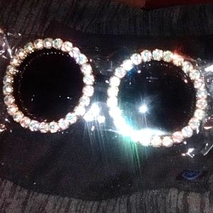Round Diamond Jeweled Sunglasses